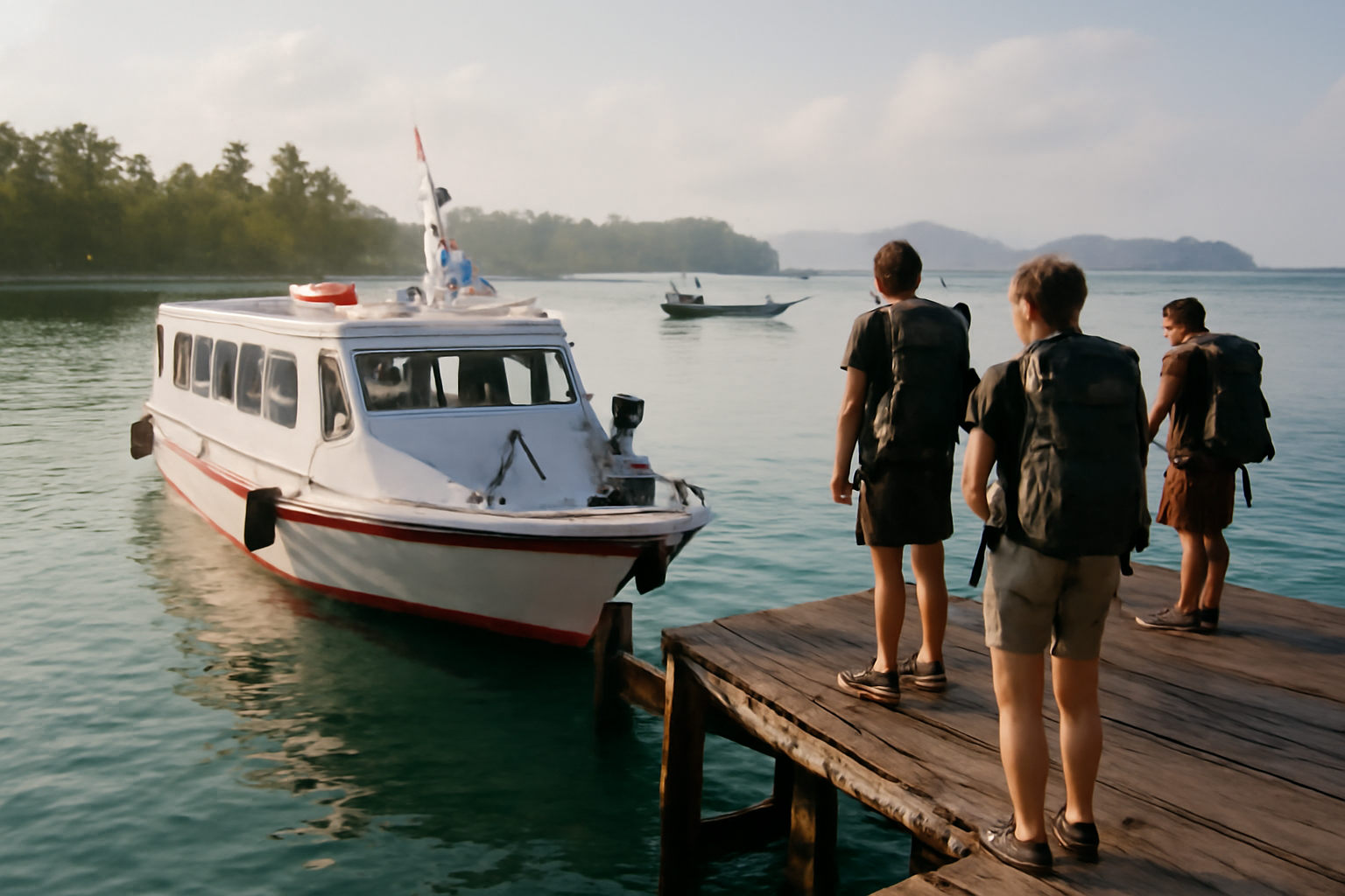 Kapal penumpang bersandar di dermaga Pulau Bawean pada pagi hari